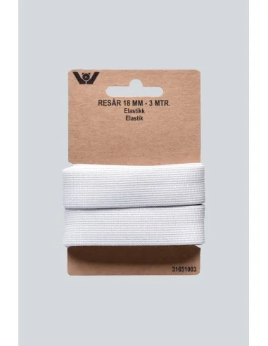 Elastik 3 meter 18 mm., hvid