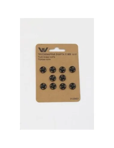 Trykknapper 11 mm. 8 stk. sort