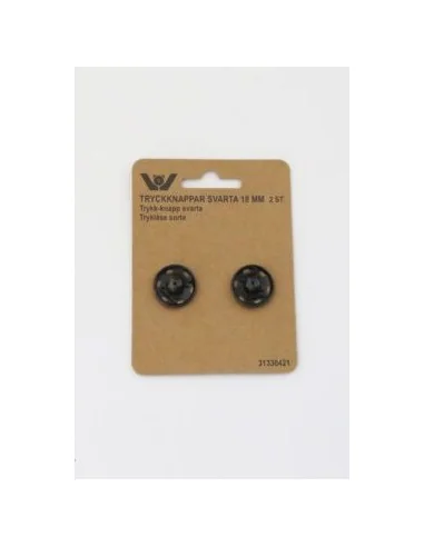 Trykknapper 18 mm. 2 stk. sort